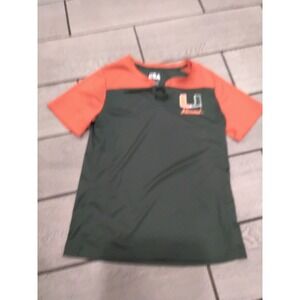 CSA University of Miami Hurricanes Womens Green Orange Mesh Colorblock Shirt M